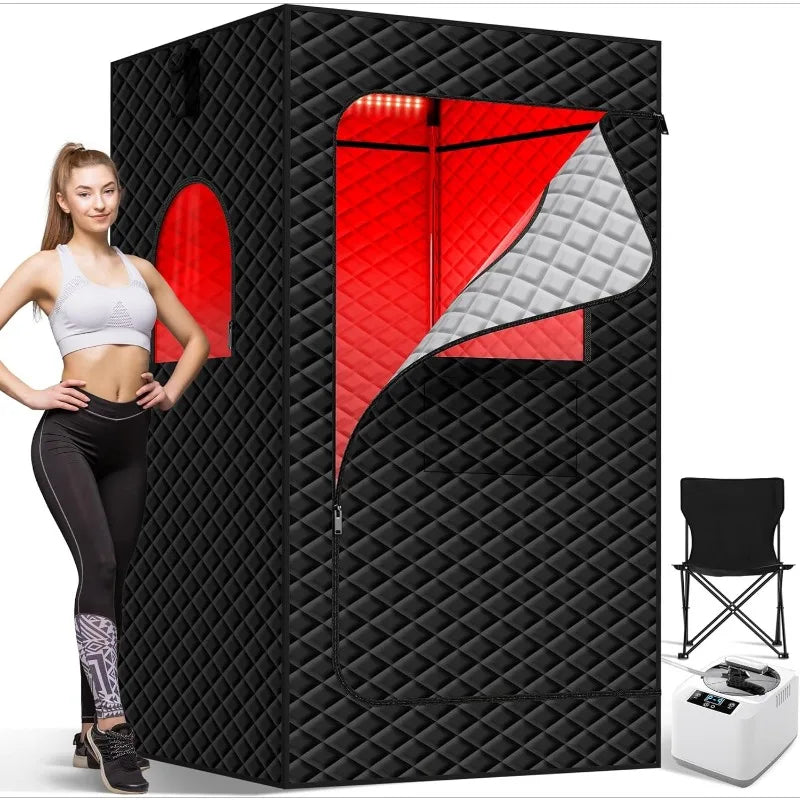 Infrared Sauna Box, Portable Steam Sauna Tent With 3L/1400W Steamer, 5-Layer Waterproof And Thermal Insulation, Folding Chair