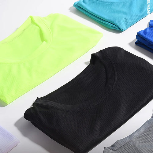 1 Piece Men's Short Sleeve Undershirt Man Athletic T-Shirt Quick Drying Lightweight Silk Underwear For Running Training Fitness