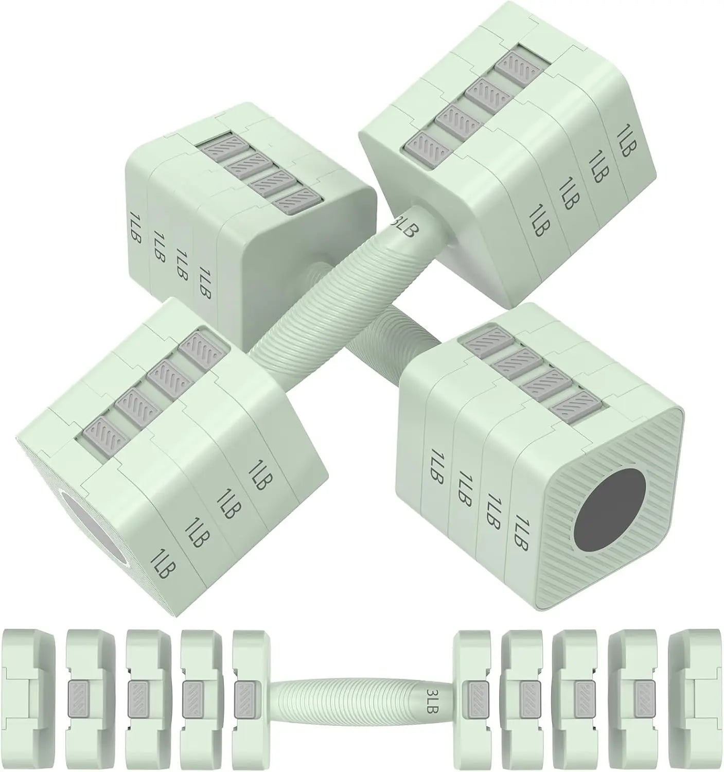 5-in-1 Adjustable Dumbbell Set, 3lb to 11lb Weights for Home Gym Workout, Compact Design