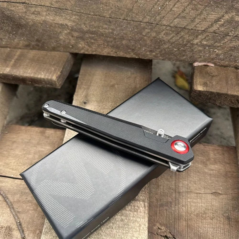 Portable EDC Folding Knife 440B Steel Blade G10 Handle Lightweight Durable Practical Pocket Knife for Outdoor Camping Survival