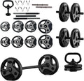 Adjustable Home Gym Weight Set with Barbell, Dumbbell Bars & Kettlebell Handle for Versatile Workouts
