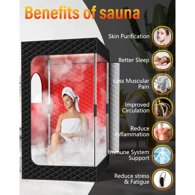 Infrared Sauna Box, Portable Steam Sauna Tent With 3L/1400W Steamer, 5-Layer Waterproof And Thermal Insulation, Folding Chair