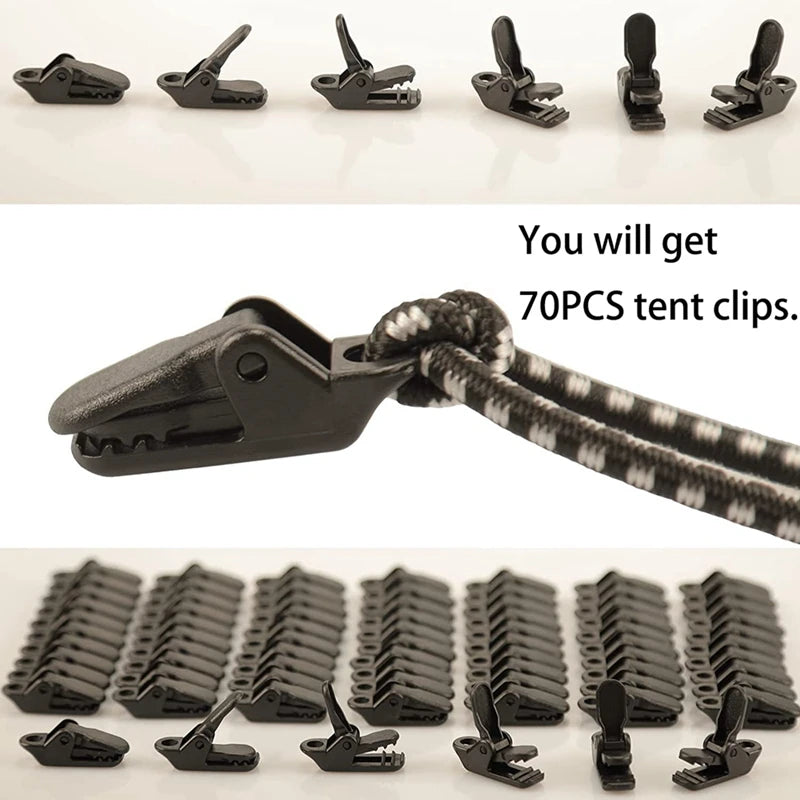70PCS Camping PC Tent Clips,Awning Tarp Clips, Clamps, Tarp Clips Tent Clips, Tent Fixing Clamps Outdoor-A68X