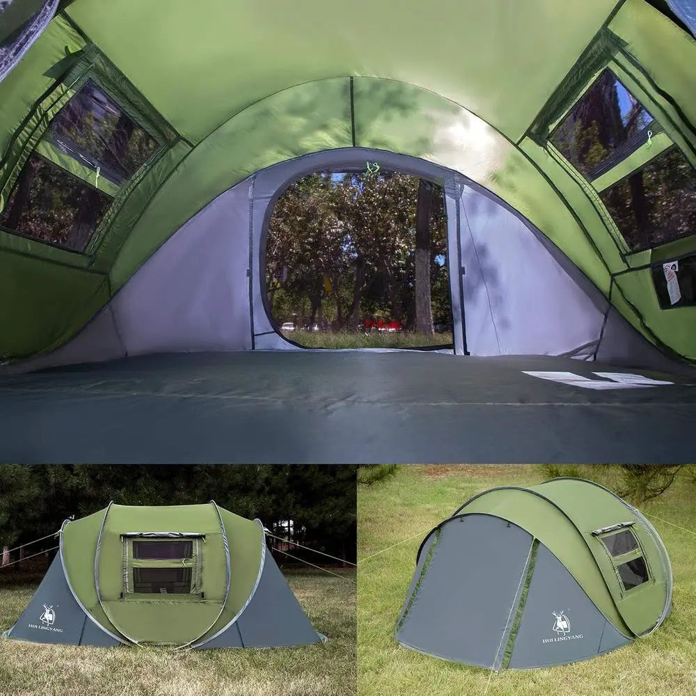 4-Person Automatic Setup Tent, Waterproof, 9.5'x6.6'x52, Ideal for Camping and Hiking
