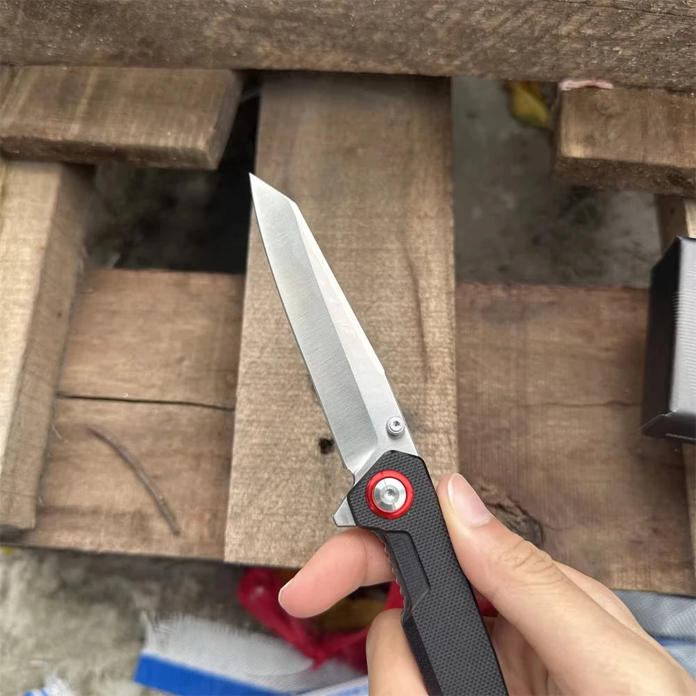 Portable EDC Folding Knife 440B Steel Blade G10 Handle Lightweight Durable Practical Pocket Knife for Outdoor Camping Survival