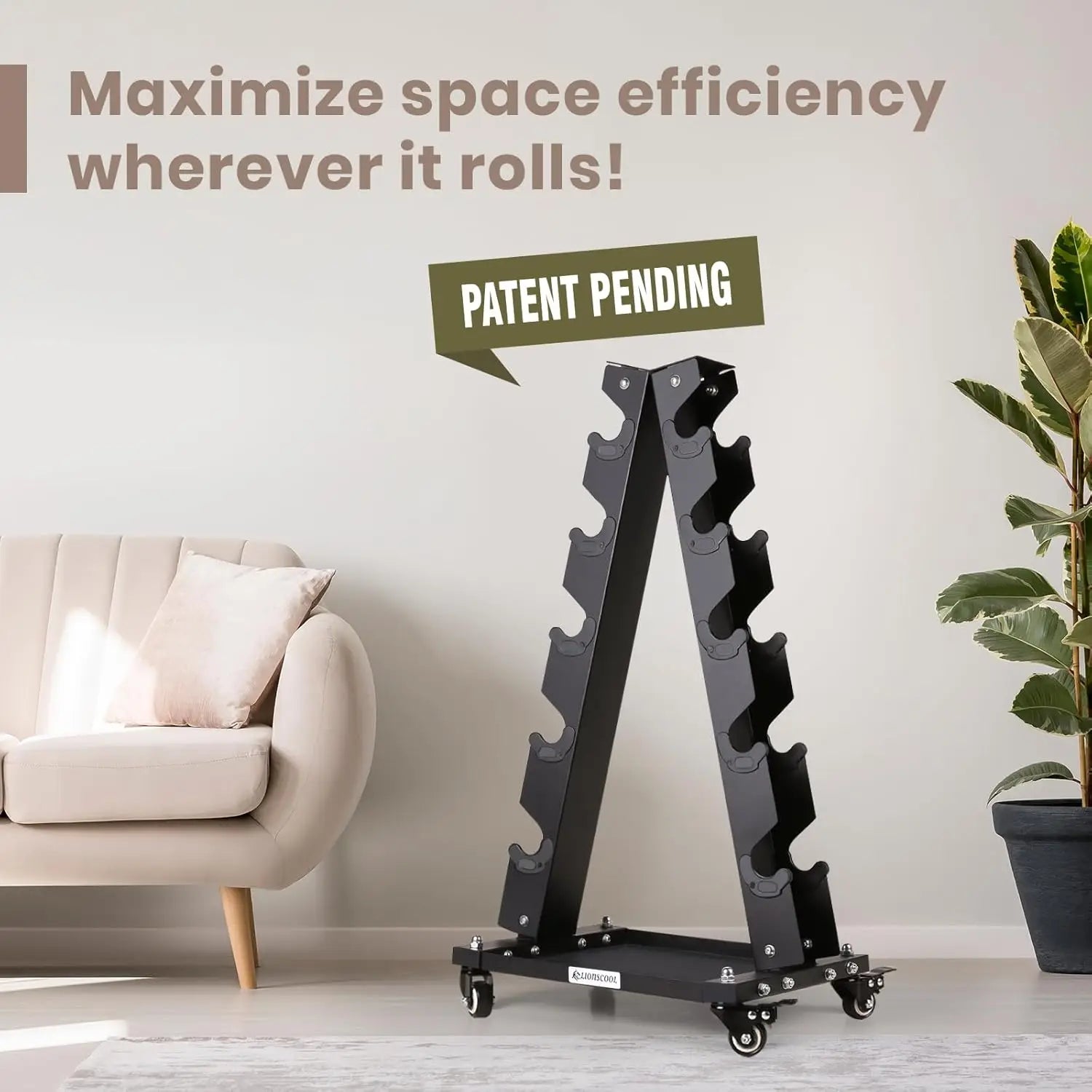 Premium Steel Dumbbell Rack Stand with Tray & Wheels, A-Frame Portable Weight Storage for Home Gym (200-700LBS Capacity)