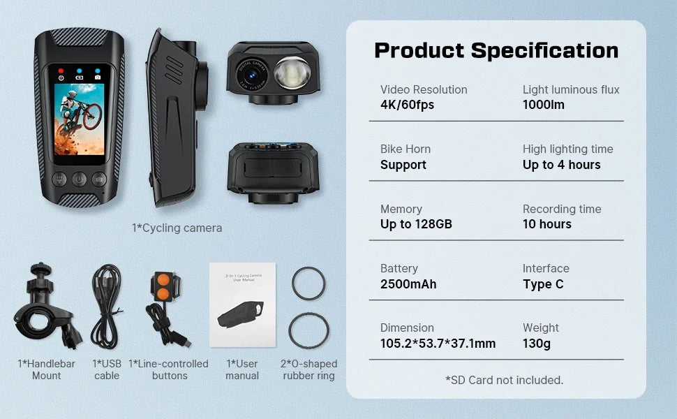 WIFI Action Camera C3pro Helmet Bike Sport Action Camera Video Record 4K Screen EIS Led Light Bicycle Motorcycle Cycling Camera