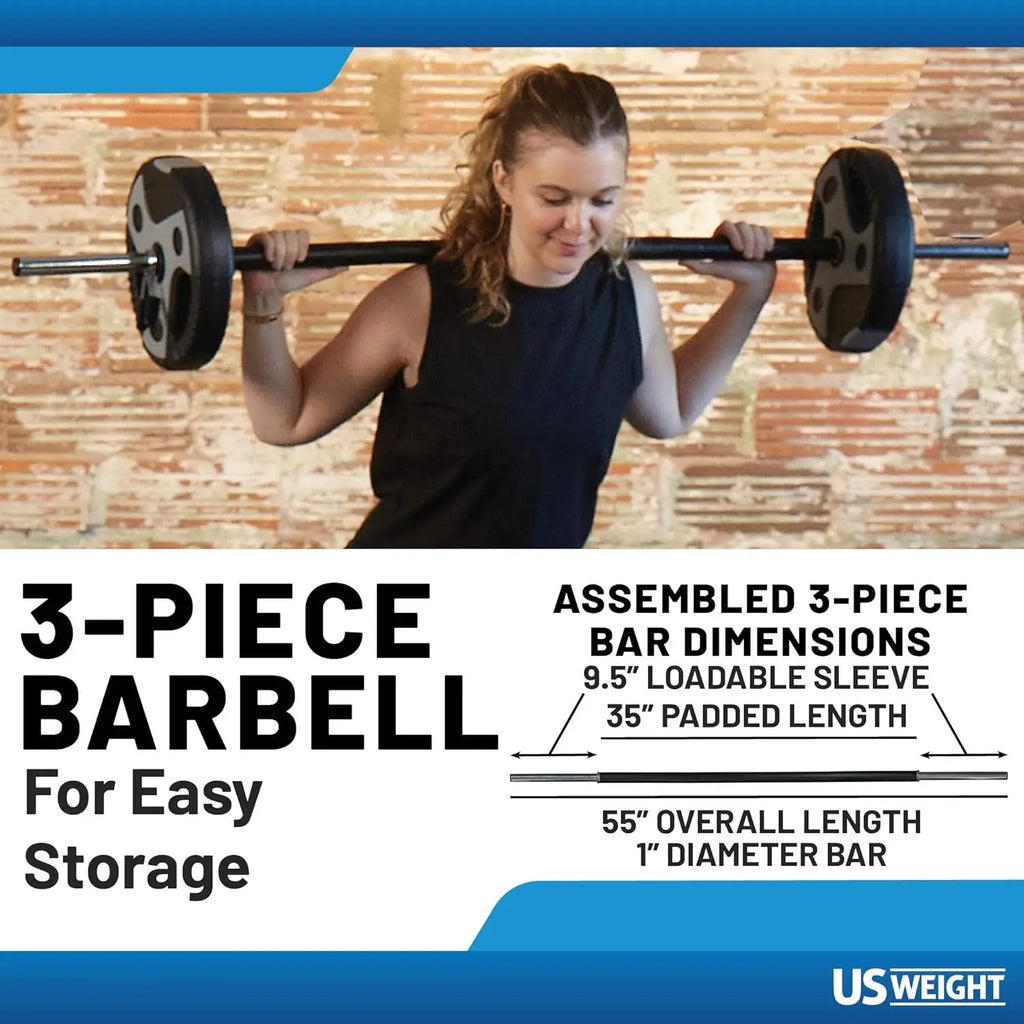 Adjustable Home Gym Weight Set with Barbell, Dumbbell Bars & Kettlebell Handle for Versatile Workouts