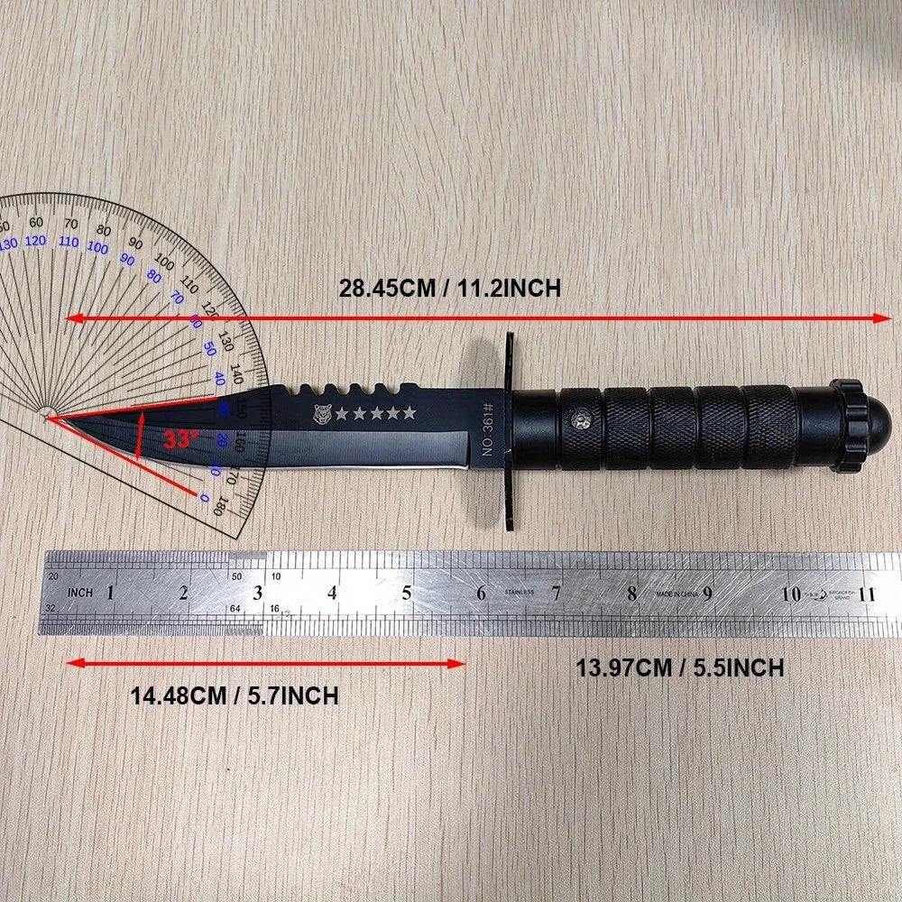 Outdoor Tactical Survival Knife - High Hardness Stainless Steel Fixed Blade with Sheath, Ergonomic Non-Slip Handle for Camping,