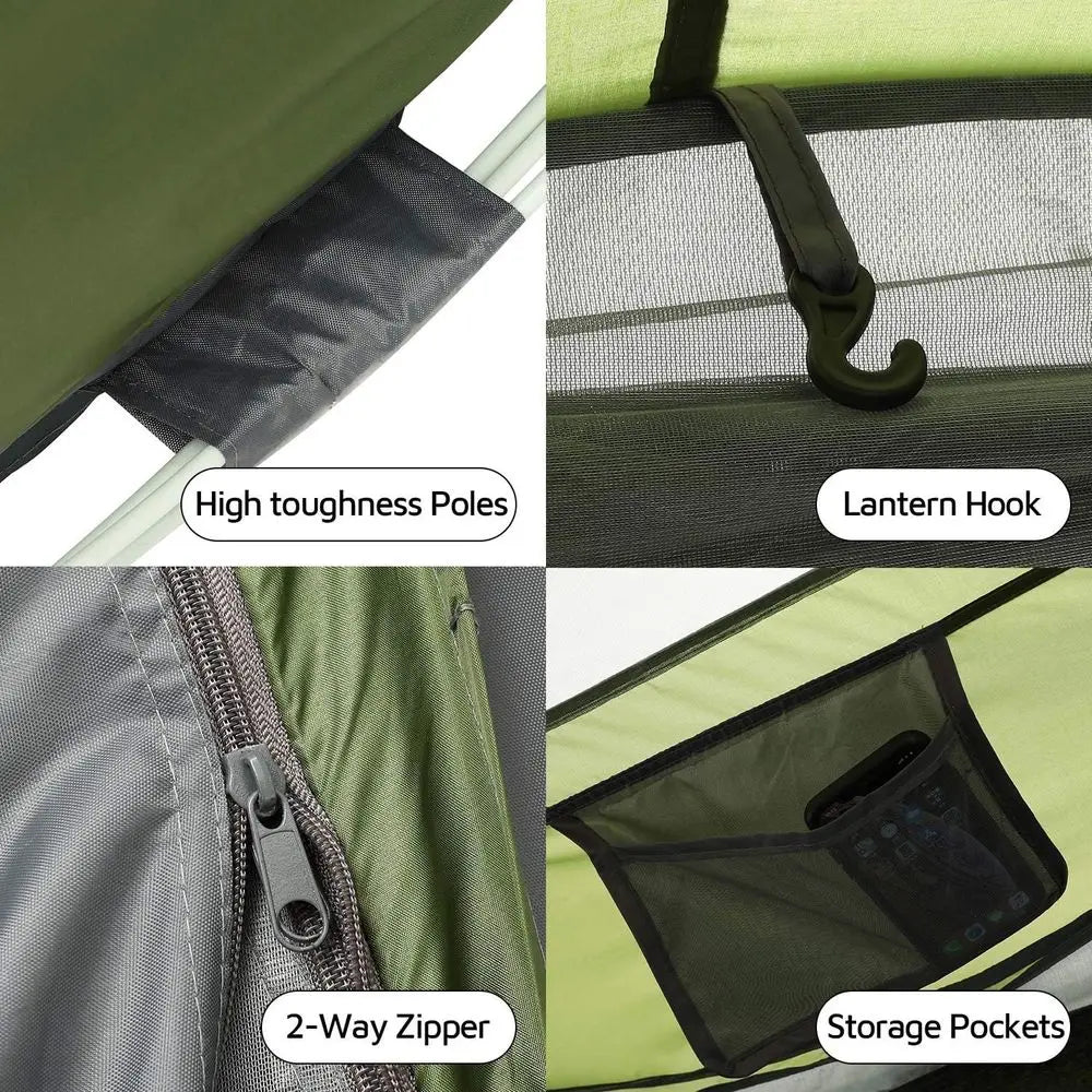 4-Person Automatic Setup Tent, Waterproof, 9.5'x6.6'x52, Ideal for Camping and Hiking
