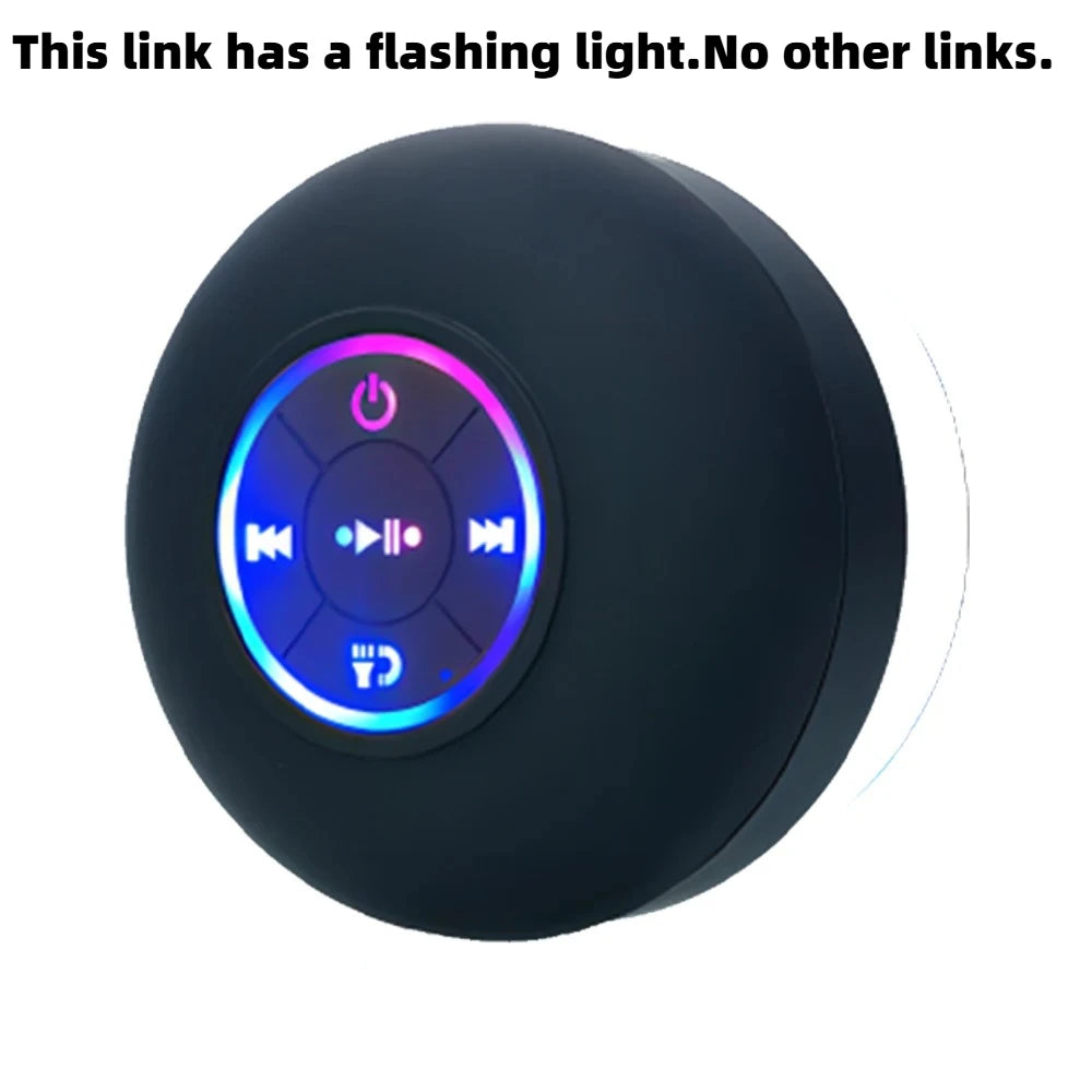 Portable Wireless Bluetooth Speaker LED Light IPX4 Waterproof Loudspeaker Outdoor Bathroom Large Suction Cup Stereo Sound Box