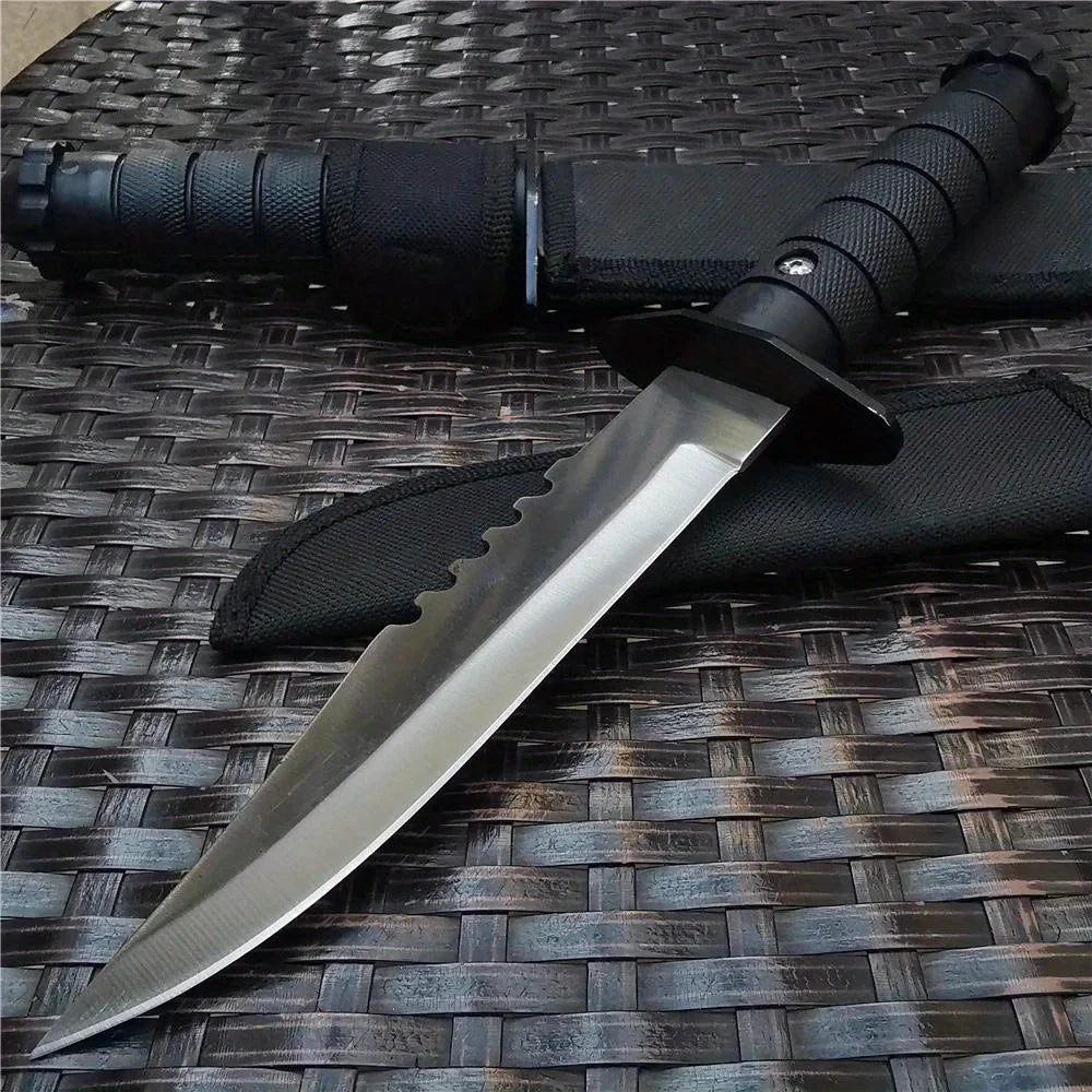 Outdoor Tactical Survival Knife - High Hardness Stainless Steel Fixed Blade with Sheath, Ergonomic Non-Slip Handle for Camping,