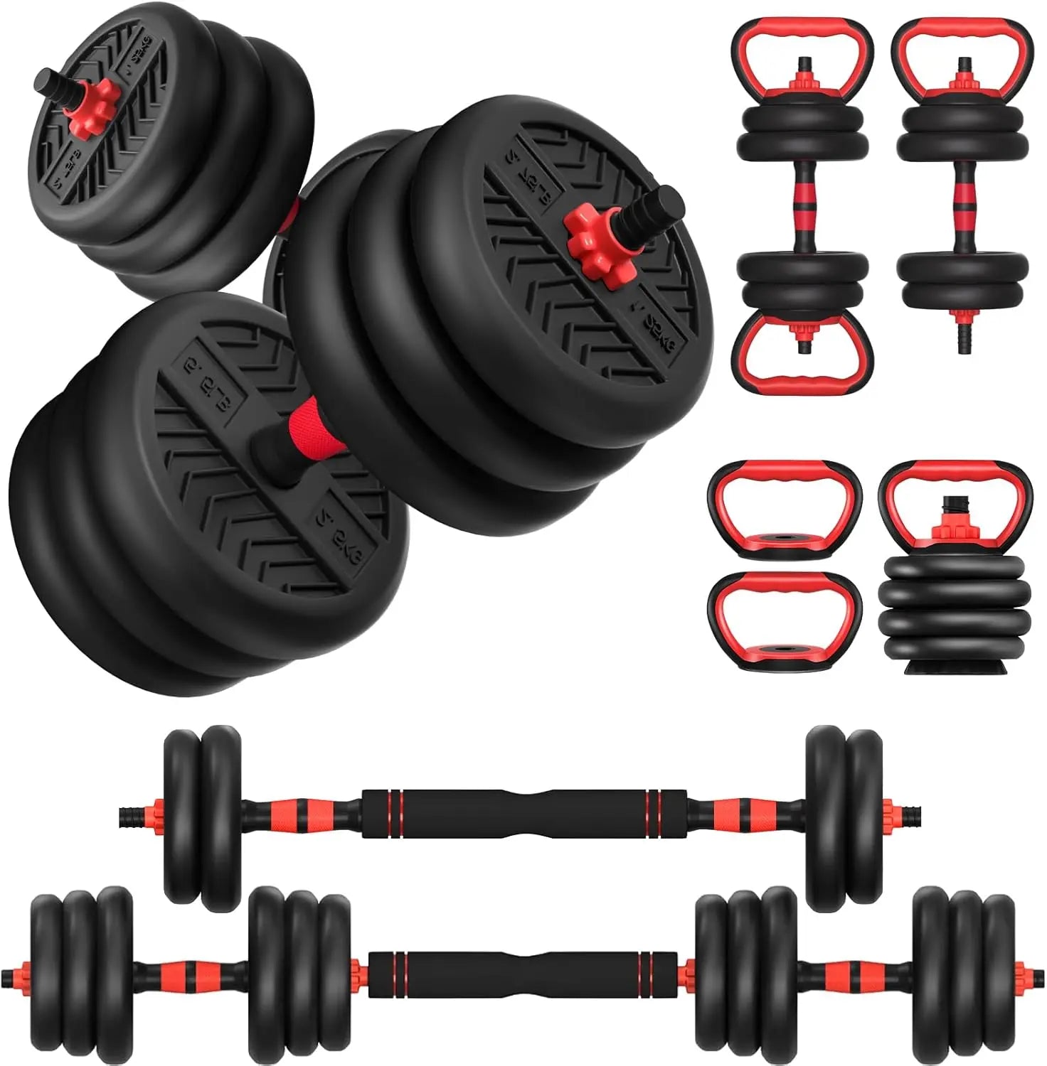 Adjustable Dumbbell Set, 4-in-1 Free Weights for Home Gym, 20/30/40/60/80lbs Options